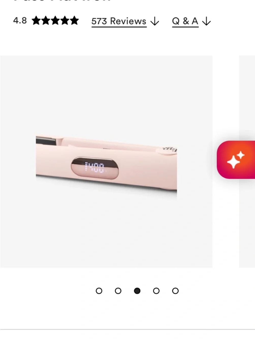 Lange Ceramic 1-Pass Flat Iron - Light Pink and White - Picture 4 of 8